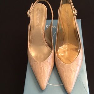 Nine West Prescott Pointy Toe crocodile sling back